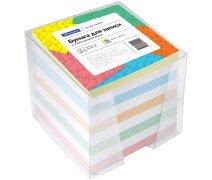 Блок для записи OfficeSpace 9*9*9 см цветной в прозрачном пластиковом боксе