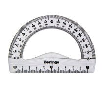 Транспортир 10см, 180° Berlingo "Spike", пластиковый, прозрачный, европодвес