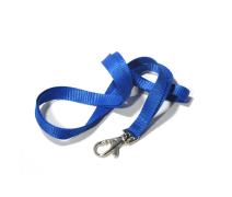Шнурок для бейджа с карабином синий,11 мм