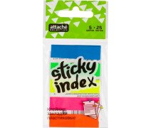 Закладки пластик 12*45 мм 5цв. 25л. ATTACHE с липким слоем Selection