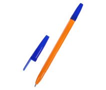 Ручка шариковая 0,7 мм, стержень синий, корпус оранжевый с синим колпачком