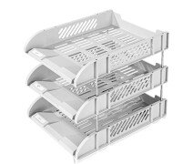 Лоток горизонтальный для бумаг 3 секции Deli E9217Grey набор на металл. стерж серый