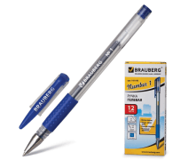 Ручка гелевая 0,5 мм, Brauberg "Number One", цвет синий