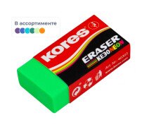 Ластик 40*21*10 мм Kores цветной в дисплей-боксе