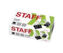 Зажим для бумаг 32 мм STAFF "EVERYDAY" черные, картонная коробка
