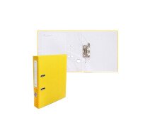 Папка-Регистратор 50 мм ПВХ, тиснение «лен», металлическая окантовка, карман на корешок, желтая