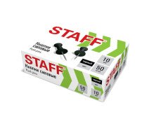Силовые кнопки-гвоздики черные STAFF , 50шт., в пластиковой коробке