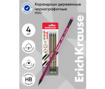 Карандаш чернографитный ERICH KRAUSE, 1шт., "Vivo", HB, черн.дер,с ластиком,корп.ассорти,заточ,